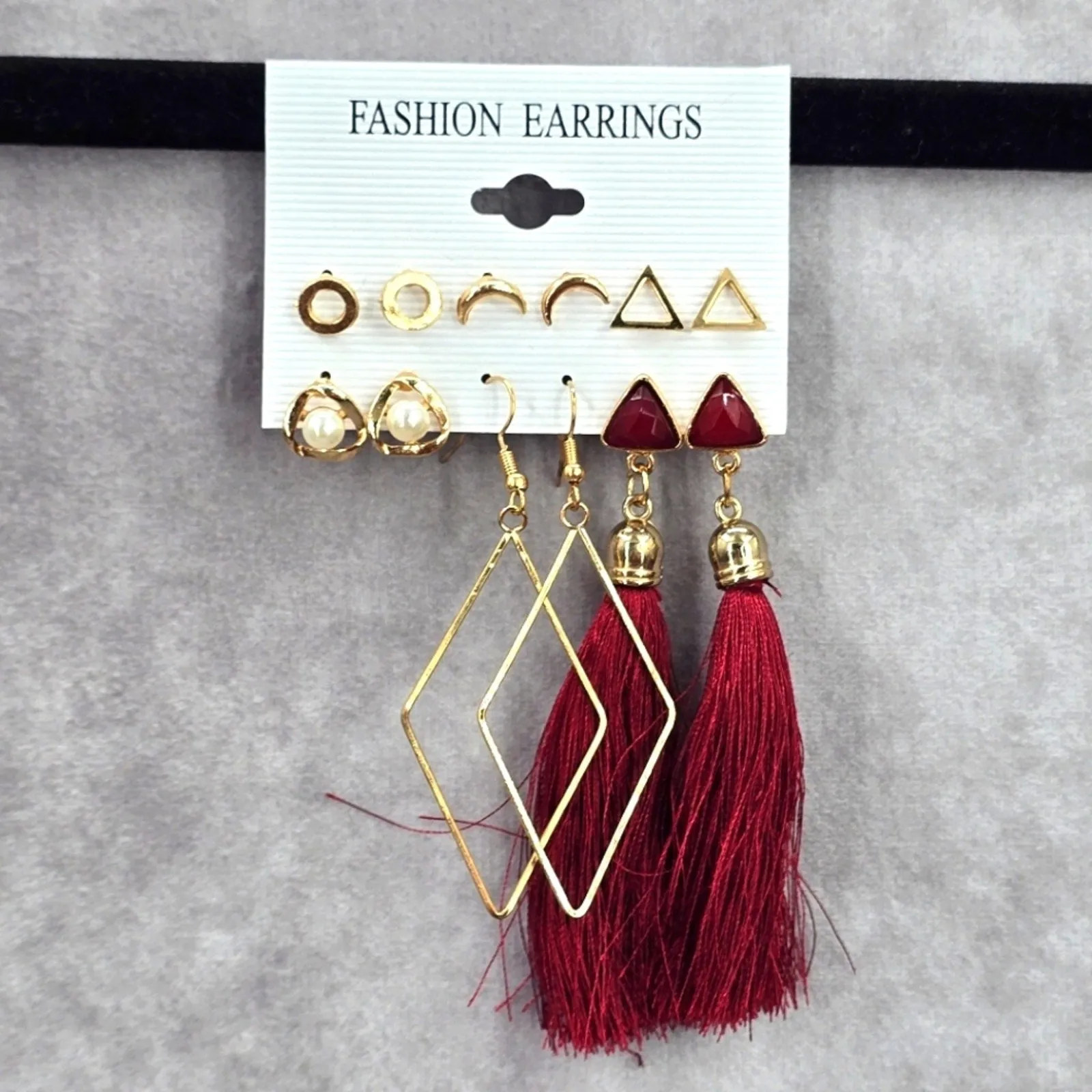 Zara Gold Red Tassel Drop Dangle Hook Fashion Jewelry Earrings NWT JB2-67