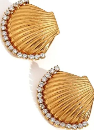 Zirconia Shell Stud Earrings