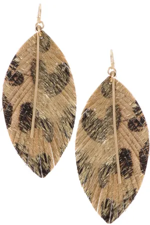 ZJE- Golden Goddess  Leather Drop Earrings (beige, black, gold)