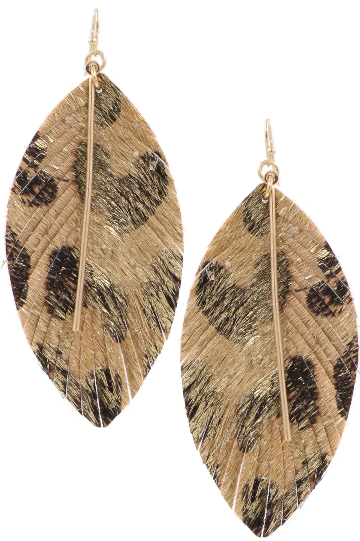 ZJE- Golden Goddess  Leather Drop Earrings (beige, black, gold)